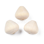 Natural Wood European Beads, Large Hole Beads, Undyed, Cone, Floral White, 19.5~20.5x22x21.5mm, Hole: 4.5mm(WOOD-S053-64)
