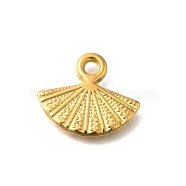 Ion Plating(IP) 304 Stainless Steel Pendants, Fan Charm, Real 18K Gold Plated, 15x18x2mm, Hole: 2mm(STAS-I321-80G)