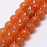 Natural Red Aventurine Bead Strands, Grade A, Round, 6mm, Hole: 1mm, about 61pcs/strand, 15 inch(G-P257-03-6mm)