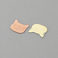 Brass Cabochons, Nail Art Decoration Accessories for Women, Golden, Cat Pattern, 4x5x0.1mm, 1000pcs/bag(MRMJ-WH0003-09B-G)