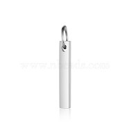 Anti-Tarnish 304 Stainless Steel Pendants, with Jump Ring, Manual Polishing, Rectangle Charm, Stamping Blank Tag, Stainless Steel Color, 15x3x1.5mm, Hole: 3mm(STAS-I311-14C-P)