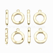 Alloy Toggle Clasps, Cadmium Free & Nickel Free & Lead Free, Ring, Real 16K Gold Plated, Ring: 23x18x1.5mm, Hole: 2.5mm, Bar: 23x5x4mm, Hole: 1.8mm(PALLOY-Q441-010-NR)