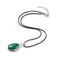Synthetic Malachite Teardrop Pendant Necklaces Set with Waxed Cords for Women, 17.91 inch(45.5cm)(NJEW-TA00034-04)