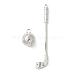 Alloy Pendants, Badminton, Golf, Platinum, 17x13x13mm, Hole: 2mm(PALLOY-D290-19P-02)