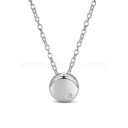 SHEGRACE Simple Design Rhodium Plated 925 Sterling Silver Necklace, with AAA Cubic Zirconia in Round Pendant, Platinum, 15.7 inch(JN461A)