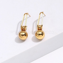 304 Stainless Steel Dangle Stud Earrings, Round Ball, Golden, 30x10mm(JK7797)