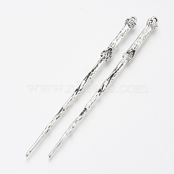 Tibetan Style Alloy Hair Stick Findings, Cadmium Free & Lead Free, Antique Silver, 127x8.5x8mm(X-TIBE-Q083-002AS-RS)