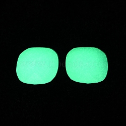 Synthetic Luminous Stone Cabochons, Glow in the Dark, Faceted, Square, Light Sky Blue, 12x12x6mm(G-B063-01A)