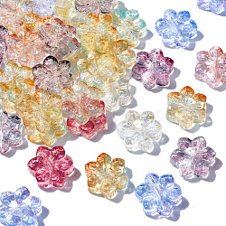 100Pcs Handmade Lampwork Beads, Snowflake, Mixed Color, 14x12x4.5mm, Hole: 0.9mm(LAMP-CJ0001-86)