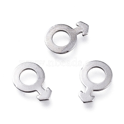 Tarnish Resistant Smooth 304 Stainless Steel Charms, Laser Cut, Male Gender Sign, Stainless Steel Color, 11x7.4x0.7mm(STAS-M281-04P)