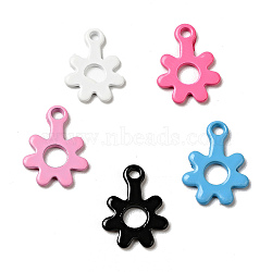 Spray Painted 201 Stainless Steel Charms, Flower Charms, Mixed Color, 11x8.5x1mm, Hole: 1.2mm(STAS-G304-22)