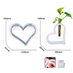 DIY Silicone Vase Molds, Decoration Making, Resin Casting Molds, For UV Resin, Epoxy Resin, Heart, White, 180x220x32.5mm(SIMO-H022-01C)