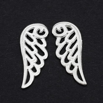 Tibetan Style Alloy Pendants, Wing, Silver Color Plated, Lead Free & Cadmium Free, 24x9.5x1.5mm, Hole: 1.5mm