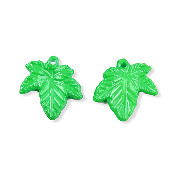 Opaque Acrylic Pendants, Maple Leaf, Spring Green, 21x20x3.5mm, Hole: 1.5mm, about 1280pcs/500g
