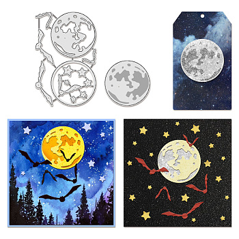 Moon Theme Carbon Steel Cutting Dies Stencils, for DIY Scrapbooking, Photo Album, Decorative Embossing Paper Card, Stainless Steel Color, 52~69x52~106x0.8mm