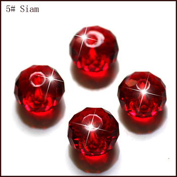 Imitation Austrian Crystal Beads, Grade AAA, Faceted, Rondelle, Dark Red, 6x4mm, Hole: 0.7~0.9mm