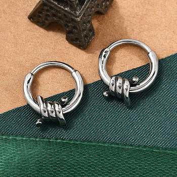 Knot 316 Surgical Stainless Steel Hoop Earrings, Hoop Nose Rings, Antique Silver, 14x5mm