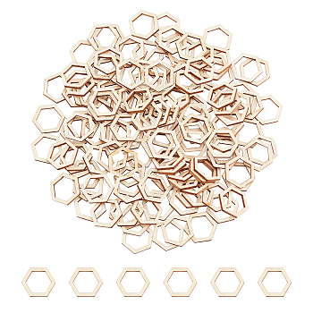 Beechwood Linking Rings, Hexagon, 22.5x20x2mm, Inner Diameter: 17x15mm
