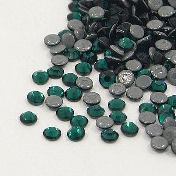 Glass Hotfix Rhinestone, Grade AA, Flat Back & Faceted, Half Round, Emerald, SS20, 4.6~4.8mm, about 1440pcs/bag