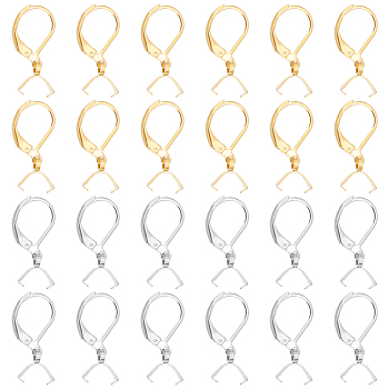 40Pcs 2 Colors 304 Stainless Steel Leverback Earring Findings with Pendant Bails, Golden & Stainless Steel Color, 23.5x12x2.5mm, Pin: 0.8mm and 0.6mm, 20pcs/color