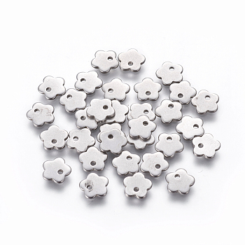201 Stainless Steel Charms, Flower, Stainless Steel Color, 7x7x1mm, Hole: 1.2mm
