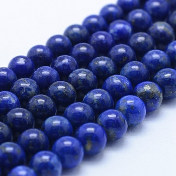 Natural Lapis Lazuli Beads Strands, Grade AB, Round, 6mm, Hole: 1mm, about 67pcs/strand, 15.7 inch(40cm)