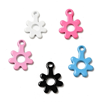 Spray Painted 201 Stainless Steel Charms, Flower Charms, Mixed Color, 11x8.5x1mm, Hole: 1.2mm