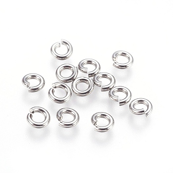 Tarnish Resistant 304 Stainless Steel Saw Cut Open Jump Rings, Stainless Steel Color, 6x1.5mm, Inner Diameter: 3mm, 800pcs/bag