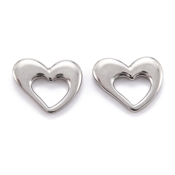 304 Stainless Steel Linking Rings, Heart, Stainless Steel Color, 16.5x20x3mm