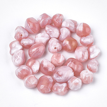 Acrylic Beads, Imitation Gemstone Style, Nuggets, Light Coral, 10~18x9~13x7~11mm, Hole: 1.5mm