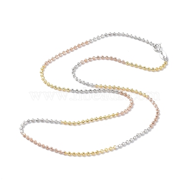 collier à chaîne à billes en argent sterling 925 multicolore segmenté pour femme(NJEW-A014-04)-2