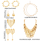 Alloy Flat Round Charms Cluster Bib Necklace & Ring Bracelet & Dangle Earrings & Headwears & Anklets(SJEW-AN0001-47)-7