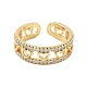 Brass Micro Pave Cubic Zirconia Cuff Rings for Women(RJEW-U031-01G)-2