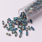 MIYUKI Quarter TILA Beads, Japanese Seed Beads, 2-Hole, (QTL2008) Metallic Matte Patina Iris Green, 5x1.2x1.9mm, Hole: 0.8mm, about 24000pcs/500g(SEED-MY05-QTL2008)