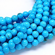 Natural Magnesite Round Bead Strands, Dyed & Heated, Cyan, 6mm, Hole: 1mm, about 70pcs/strand, 15.55 inch(TURQ-E022-38C-6mm)