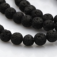 Natural Lava Rock Round Beads Strands, 5.5~6.5mm, Hole: 1mm; about 61pcs/strand, 15.7 inches(G-N0120-18-6mm)