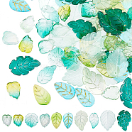 100Pcs 10 Style Transparent Glass Pendants, Strawberry Leaf, Mixed Color, 10pcs/style(GLAA-SC0001-65)