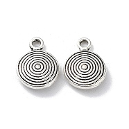 Tibetan Style Alloy Charms, Flat Round Charm, Antique Silver, 11x8.5x2.5mm, Hole: 1.2mm(PALLOY-D027-19AS)
