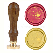 Wax Seal Stamp Set, Sealing Wax Stamp Solid Brass Head,  Wood Handle Retro Brass Stamp Kit Removable, for Envelopes Invitations, Gift Card, Dandelion Pattern, 83x22mm, Head: 7.5mm, Stamps: 25x14.5mm(AJEW-WH0131-376)