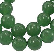 Natural Dyed Jade Beads Strands, Green Aventurine, Round, about 10mm in diameter, hole: 1mm, about 39pcs/strand, 16 inch(X-JBR10-10mm)