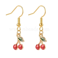 Alloy Enamel Cherry Dangle Earrings, Iron Jewelry for Women, Colorful, 24mm, Pin: 0.6mm(EJEW-JE04834)