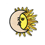 Computerized Embroidery Cloth Iron on/Sew on Patches, Costume Accessories, Appliques, Moon with Sun, Colorful, 70x69mm(DIY-I013-36)