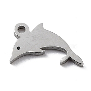 304 Stainless Steel Charms, Stainless Steel Color, Laser Cut, Dolphin, 9x9x1mm, Hole: 1mm.(STAS-K272-01A-P)