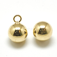Brass Charms, Round, Real 18K Gold Plated, 14x10mm, Hole: 2mm(KK-T032-179G)