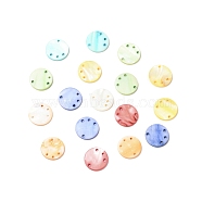 Dyed Natural Freshwater Shell Chandelier Component Links, Flat Round, Mixed Color, 20x2mm, Hole: 1.8mm(BSHE-G029-13)