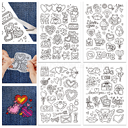 4 Sheets 11.6x8.2 Inch Stick and Stitch Embroidery Patterns, Non-woven Fabrics Water Soluble Embroidery Stabilizers, Heart, 297x210mmm(DIY-WH0455-055)
