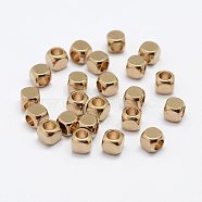 Brass Spacer Beads, Nickel Free, Cube, Raw(Unplated), 4x4mm, Hole: 2.5mm(KK-J270-38C-A)
