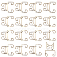 16Pcs Alloy Buckles, Closure Sewing Fasteners for Garment Accessories, Platinum, Buckles: 25~28x16.5x1.5mm, Hole: 4x5mm; Hook: 23x19x8mm, Hole: 4x5mm(FIND-CA0008-39P)