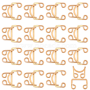 16Pcs Alloy Buckles, Closure Sewing Fasteners for Garment Accessories, Light Gold, Buckles: 25~28x16.5x1.5mm, Hole: 4x5mm; Hook: 23x19x8mm, Hole: 4x5mm(FIND-CA0008-39LG)