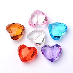 Transparent Acrylic Beads, Heart, Mixed Color, 25x29.2x16mm, Hole: 3mm, about 88pcs/500g(PL318Y)